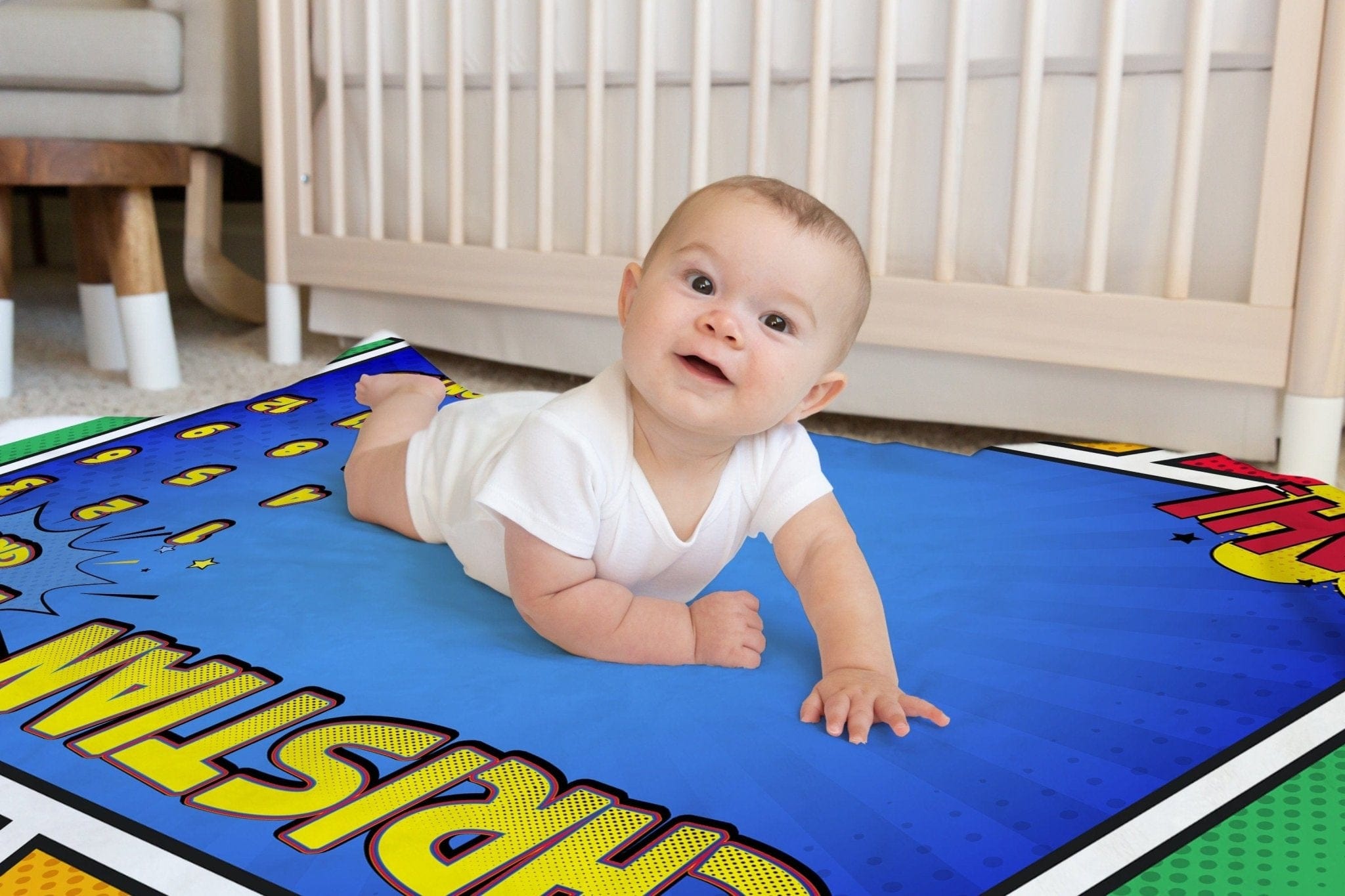 Monthly Milestone Baby Blanket | Personalized Baby Blanket | Custom Baby Blanket | Superhero Comics Baby Boy | Personalized Baby Gift - Stocking Factory