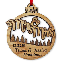 Mr and Mrs Christmas Ornament Engraved Personalized Rustic Holiday Wedding Gift Favor for Bride Groom Couples Just Married Ornaments Custom - Stocking Factory