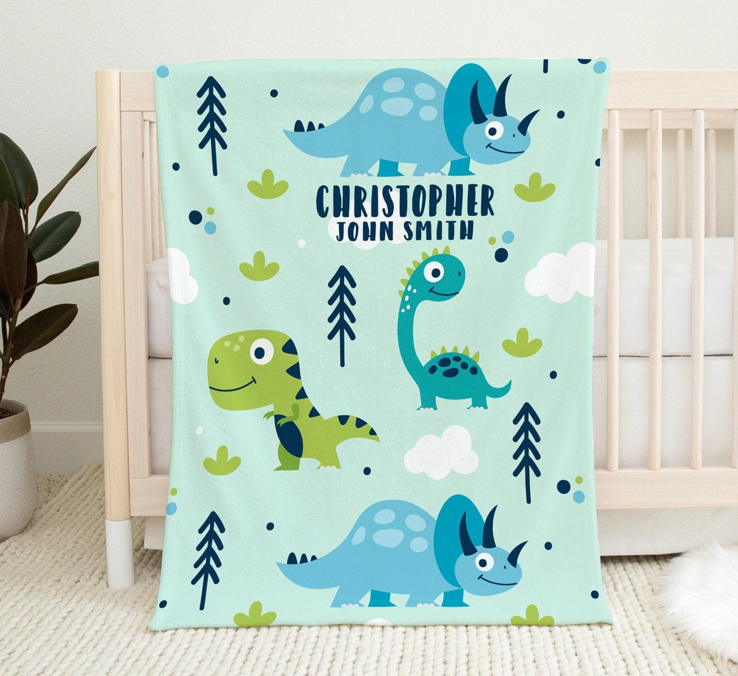 FOR KIDS & BABIES Personalized Baby Blanket | Dinosaur Baby Blanket | Custom Baby Blanket | Dinosaur Blanket Baby Boy | Personalized Baby Gift