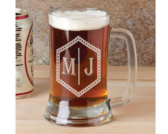 Personalized Drinkware Monogrammed Couples 16 Oz Beer Stein Engraved Initials Monogram Beer Mug Gift for Groomsmen Bachelor Party Birthday Father Son Groom Him