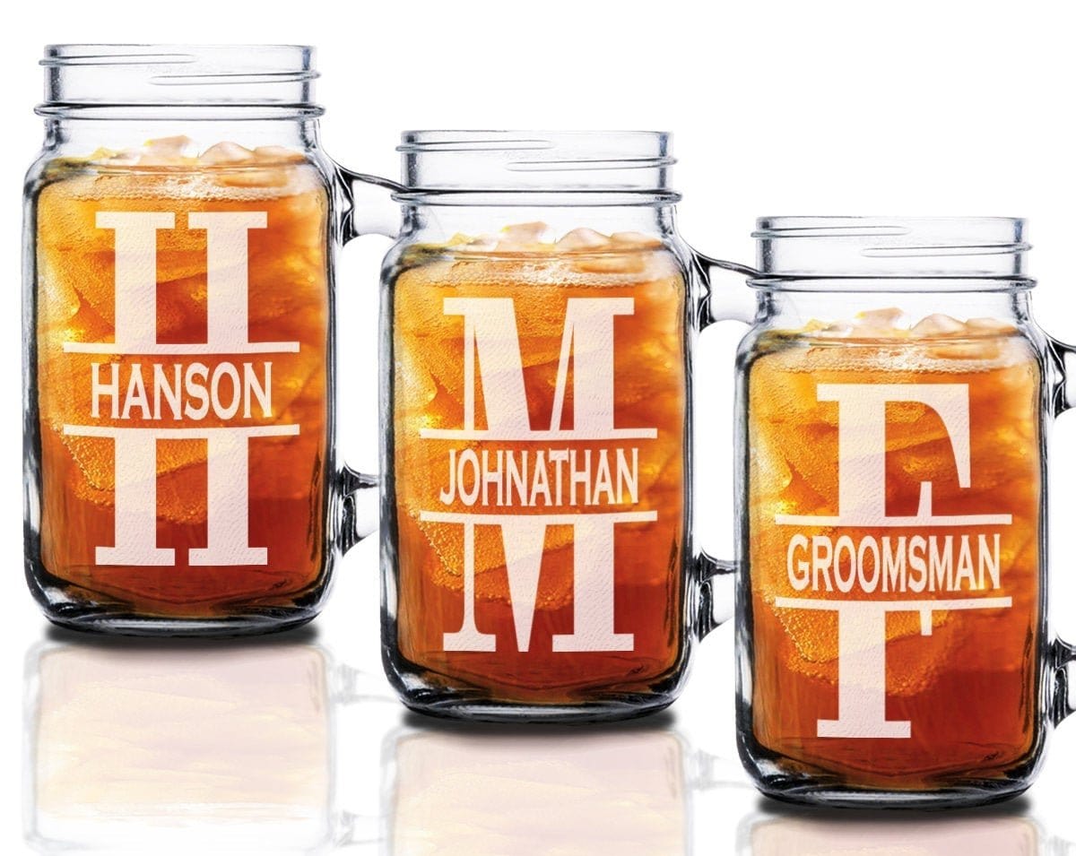 Personalized Drinkware Personalized Single Initial Monogram 16oz Hefty Persoanlized Mens Woman Mason Beer Mug for Dad Grandpa Mom Best Sister Gift 21st Birthday