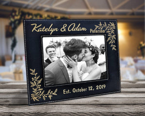WEDDINGS Personalized Gold or Silver Engraved Mr Mrs Couples First Anniversary Wedding Photo Frame New Wife Husband Groom Bride for Mom Dad Granny