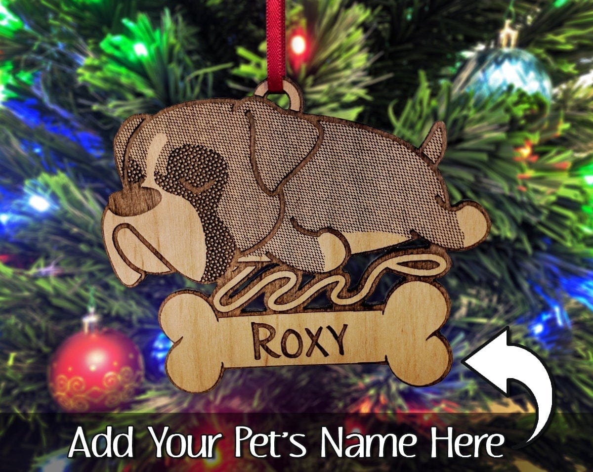 PET GIFTS Boxer Custom Engraved Pet Christmas Ornament to Celebrate New Puppy into Family Couples Adopted Dog Gift for First Christmas Together Gifts