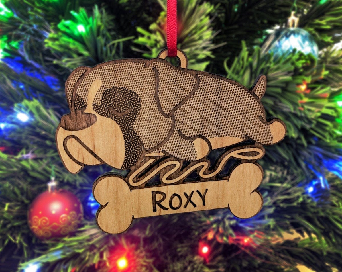 PET GIFTS Boxer Custom Engraved Pet Christmas Ornament to Celebrate New Puppy into Family Couples Adopted Dog Gift for First Christmas Together Gifts