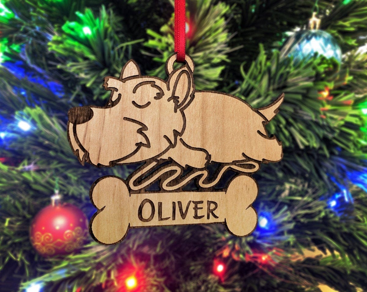 PET GIFTS Christmas Ornament for Scottish Terrier Lover Wood Pet Anniversary Cute Sleeping New Puppy Rescued Gift for Dog Owner Terrier Tree Ornament