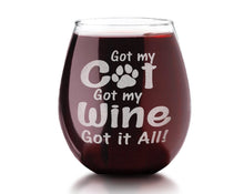 PET GIFTS Custom Cat Mom New Christmas Puppy Gift Funny Gato Lover Stemless Wine Glass Laser Etched Glassware Got my Wine Rescue Adoption