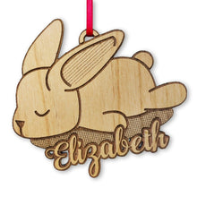 PET GIFTS Custom Cute Bunny Wood Ornament Engraved Rabbit Childs Birthday Gift Personalized First Pet Baby Bunnies Decoration Animal Lover Farm Decor