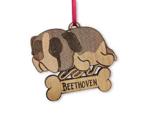 PET GIFTS Custom St. Bernard Puppy Christmas Ornament First Pet Holiday Present for Kids Dog Wood Anniversary Dog Mom Dad 1st Birthday Dog Lover Gifts