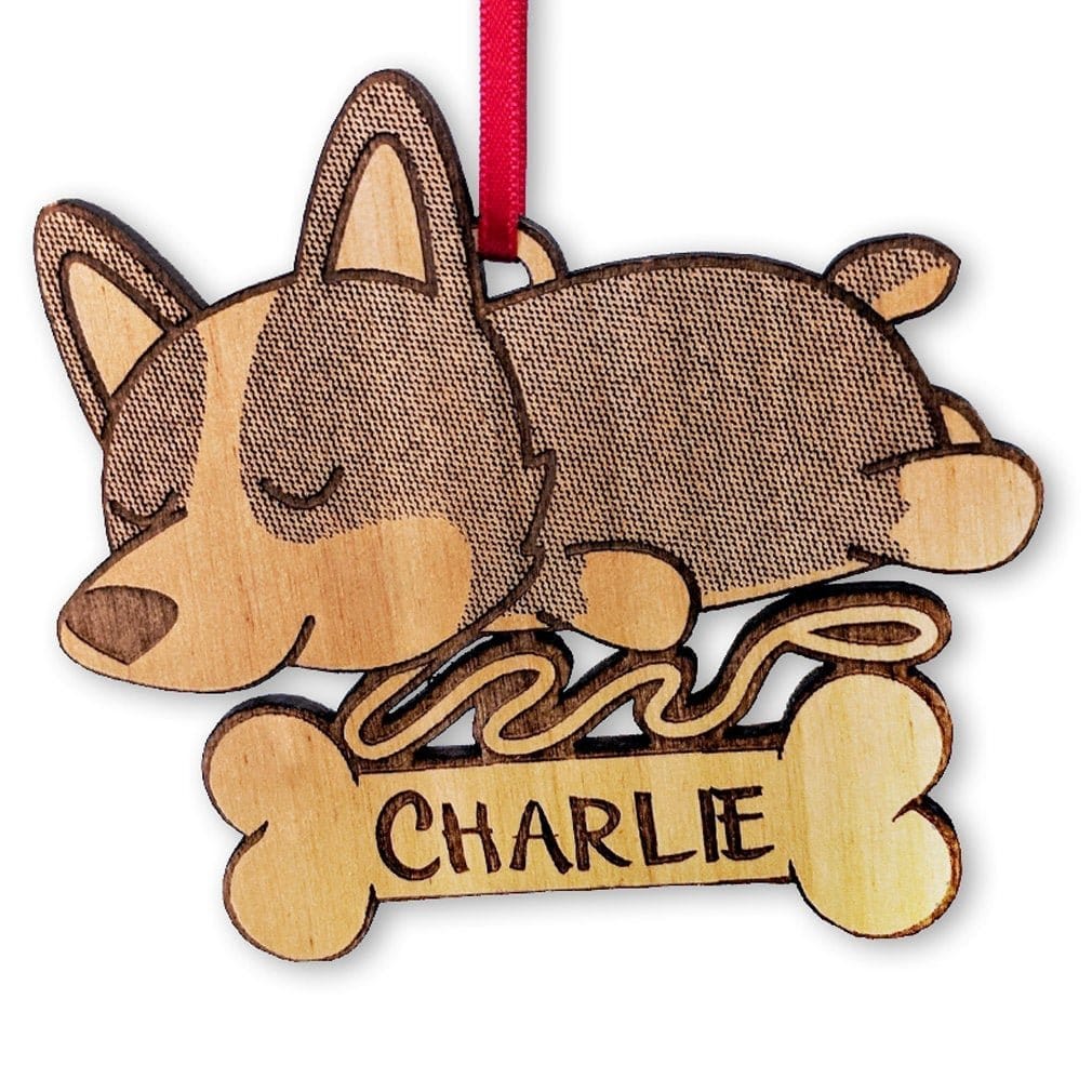 PET GIFTS Cute Sleeping Corgi Pet Dog Ornament for Kids Christmas Gift New Family Member Animal Adoption Present from Grandparents Stocking Stuffer