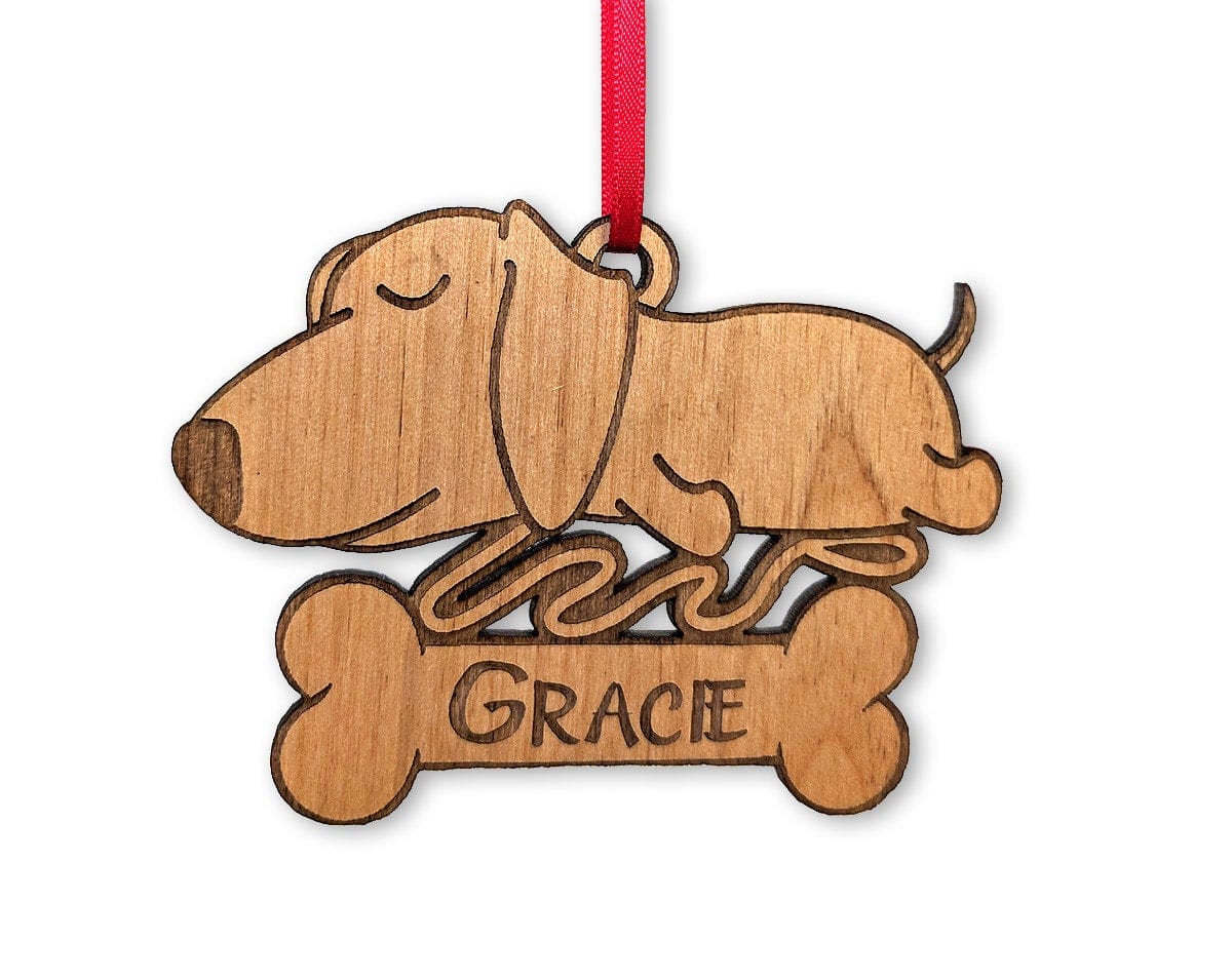 PET GIFTS Dachshund Birthday Puppy Gift for Kids Custom Ornament for Son Daughter New Dog Surprise Engraved Wood with Name of New Pet for Christmas
