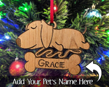 PET GIFTS Dachshund Birthday Puppy Gift for Kids Custom Ornament for Son Daughter New Dog Surprise Engraved Wood with Name of New Pet for Christmas