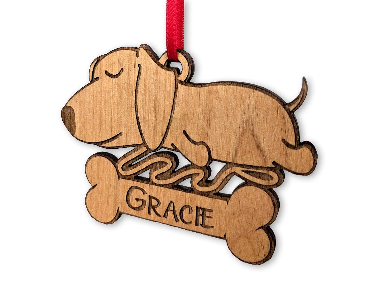 PET GIFTS Dachshund Birthday Puppy Gift for Kids Custom Ornament for Son Daughter New Dog Surprise Engraved Wood with Name of New Pet for Christmas