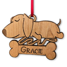 PET GIFTS Dachshund Birthday Puppy Gift for Kids Custom Ornament for Son Daughter New Dog Surprise Engraved Wood with Name of New Pet for Christmas
