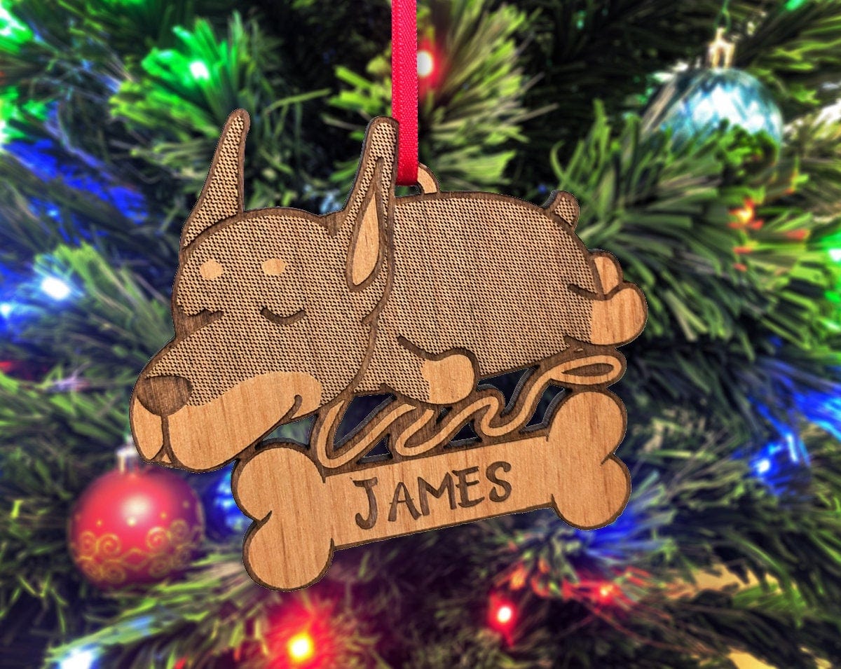 PET GIFTS Doberman Rescue Puppy Celebratory Gift Best Dog Ever Trinket Christmas Gift Custom Bone Ornament Kids New Puppy Present Announcement Idea