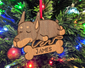 PET GIFTS Doberman Rescue Puppy Celebratory Gift Best Dog Ever Trinket Christmas Gift Custom Bone Ornament Kids New Puppy Present Announcement Idea