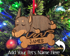 PET GIFTS Doberman Rescue Puppy Celebratory Gift Best Dog Ever Trinket Christmas Gift Custom Bone Ornament Kids New Puppy Present Announcement Idea