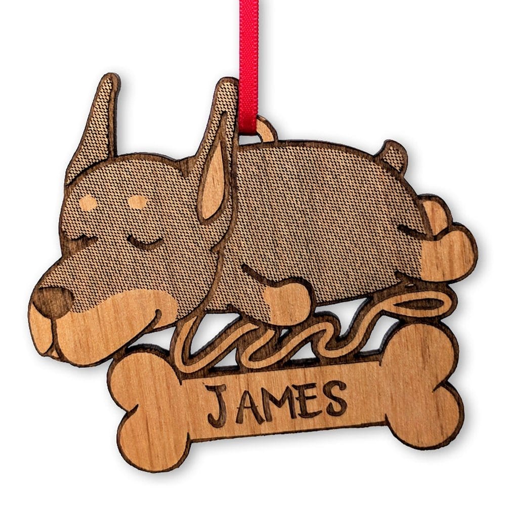 PET GIFTS Doberman Rescue Puppy Celebratory Gift Best Dog Ever Trinket Christmas Gift Custom Bone Ornament Kids New Puppy Present Announcement Idea