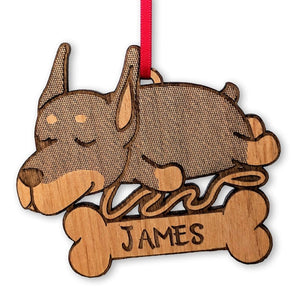 PET GIFTS Doberman Rescue Puppy Celebratory Gift Best Dog Ever Trinket Christmas Gift Custom Bone Ornament Kids New Puppy Present Announcement Idea