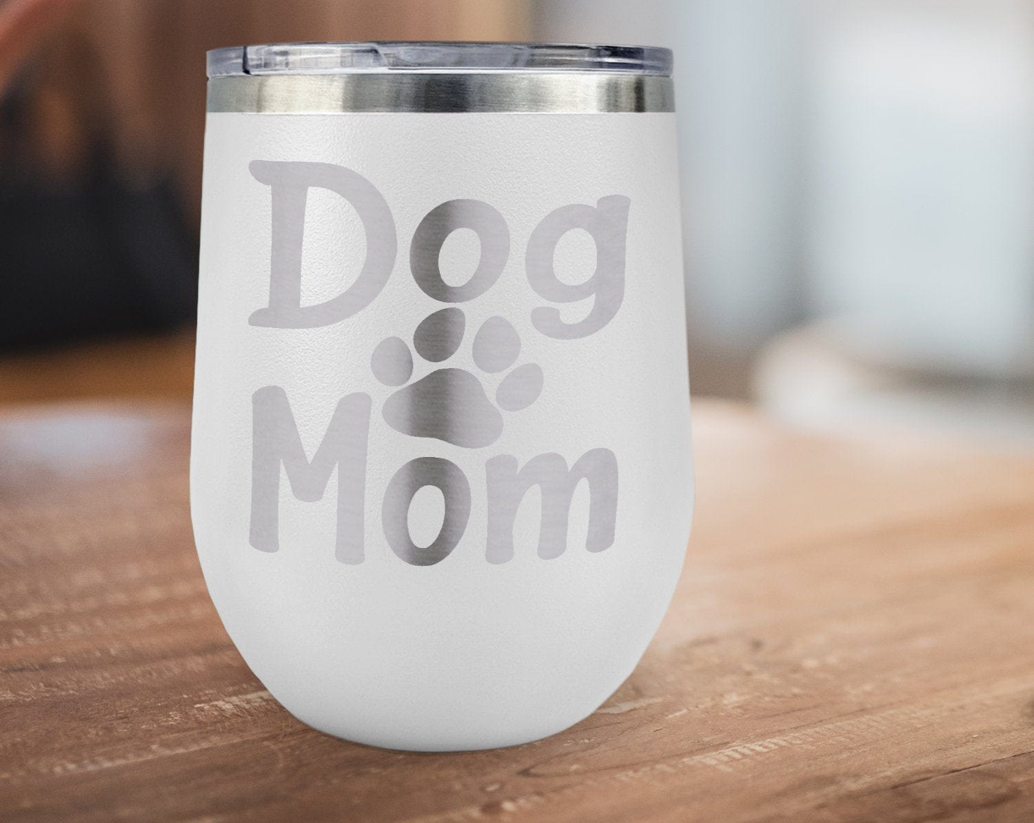 PET GIFTS Dog Mom Wine Stemless Tumbler 12oz for Dog Lovers Pet Owners New Puppy Mug Rescue Adoption Mommy for Wife Mimi Nana Meme Sister in law gift