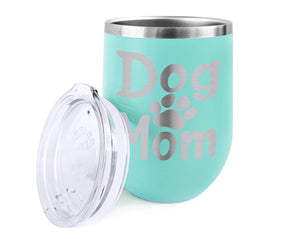 PET GIFTS Dog Mom Wine Stemless Tumbler 12oz for Dog Lovers Pet Owners New Puppy Mug Rescue Adoption Mommy for Wife Mimi Nana Meme Sister in law gift