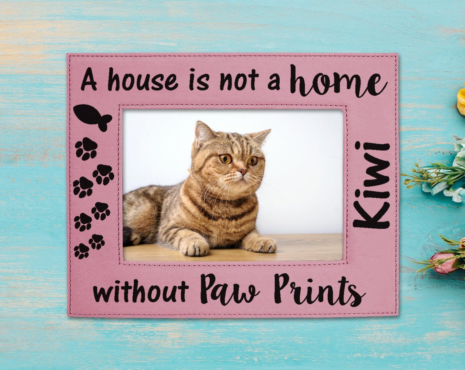 PET GIFTS Dog or Cat New Pet Mom Dad Rescued Adopted Picture Frame Engraved 5x7 Personalized Photo Home Decor Best Friend Birthday Mothers Day Gift