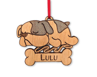 PET GIFTS English Bulldog Custom Pet Owner Ornament Best Friend Family Member Personalized New Dog Dad Gift Idea Name in Bone Christmas Decoration