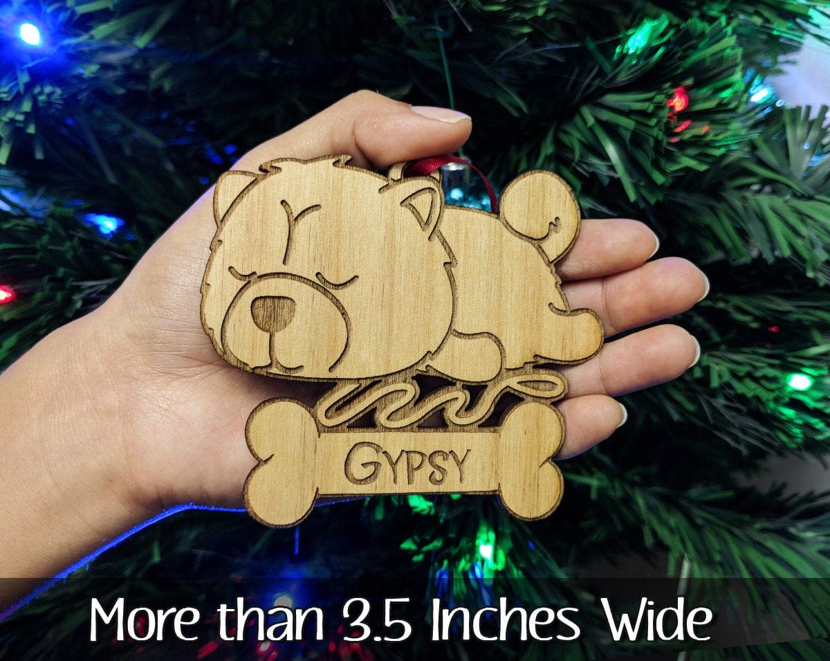 PET GIFTS Fluffy Cute Chow Chow Pet Ornament Christmas Tree Trinket for Family and Kids from Grandparents Adopted Rescued Dog Gift for Sister Brother