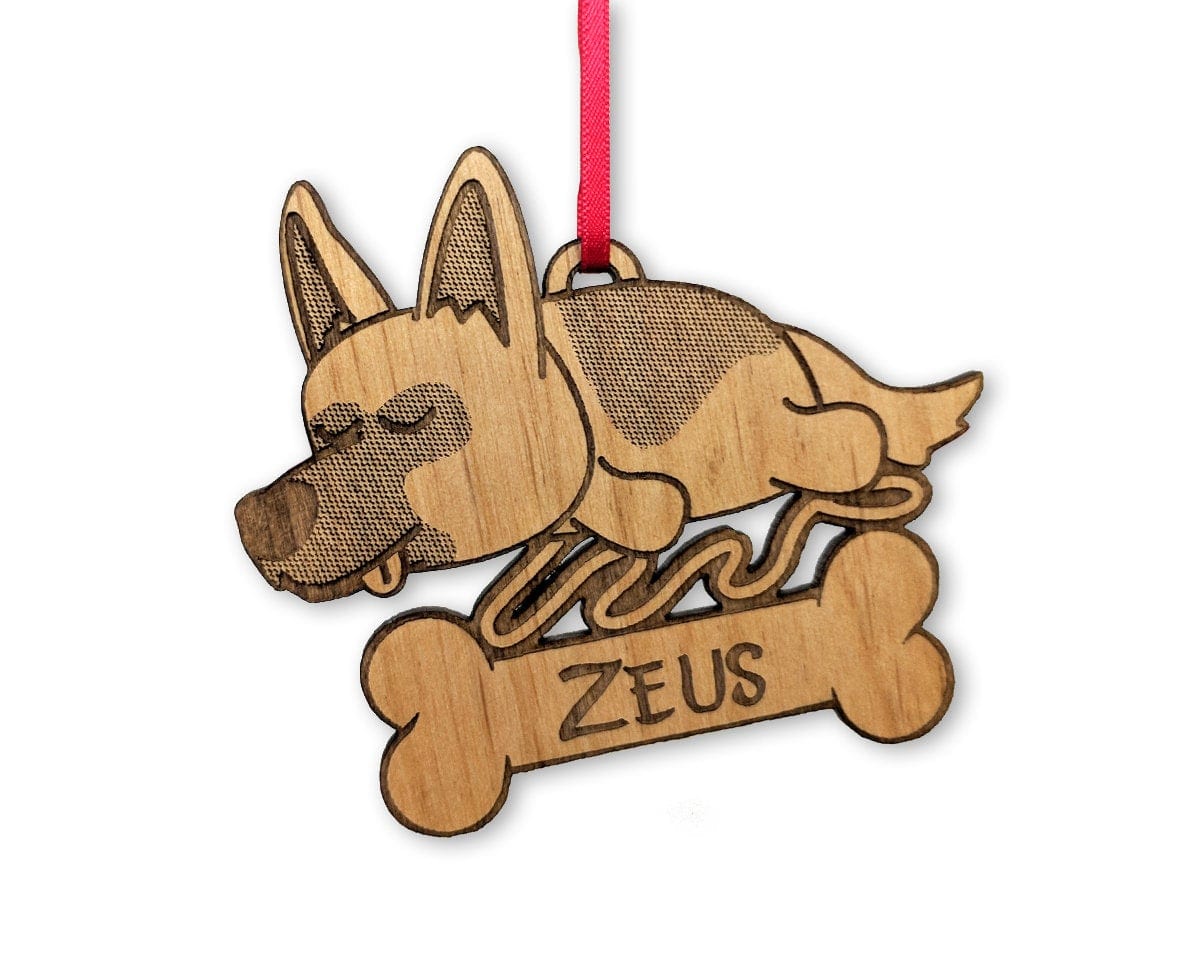 PET GIFTS German Shepherd Ornament for Dog Mom Custom Engraved Rescue Dog Christmas Gift for Adoption Day Pet Anniversary Trinket for Dads Birthday