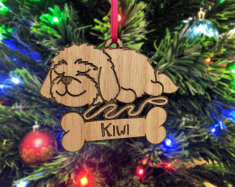 PET GIFTS Maltese Christmas Rustic Maltese Mix Ornament Maltipoo Engraved Custom Holiday Gift Kids First Puppy Announcement Parent Gifts to Kids
