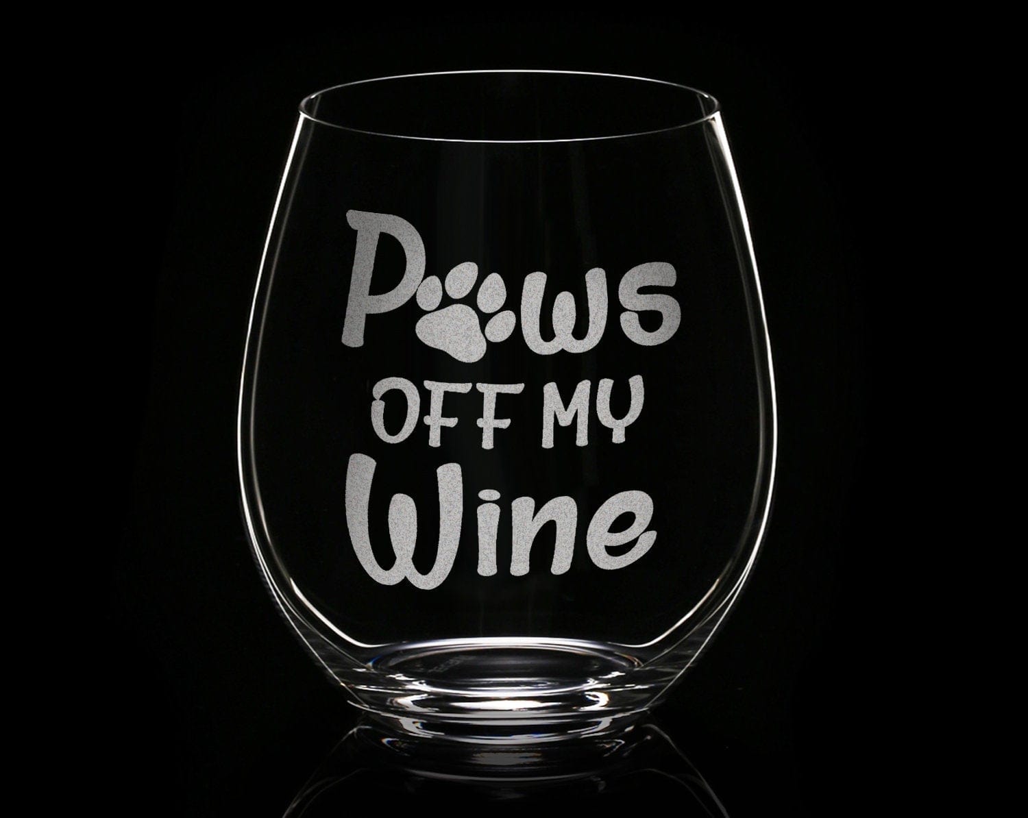 PET GIFTS Paws off my Wine Funny Dog Lover Stemless Wine Glass for Wine Lovers Pet Mom Dad Birthday Puppy Gift Fur Mama Animal Owner Engraved Gifts
