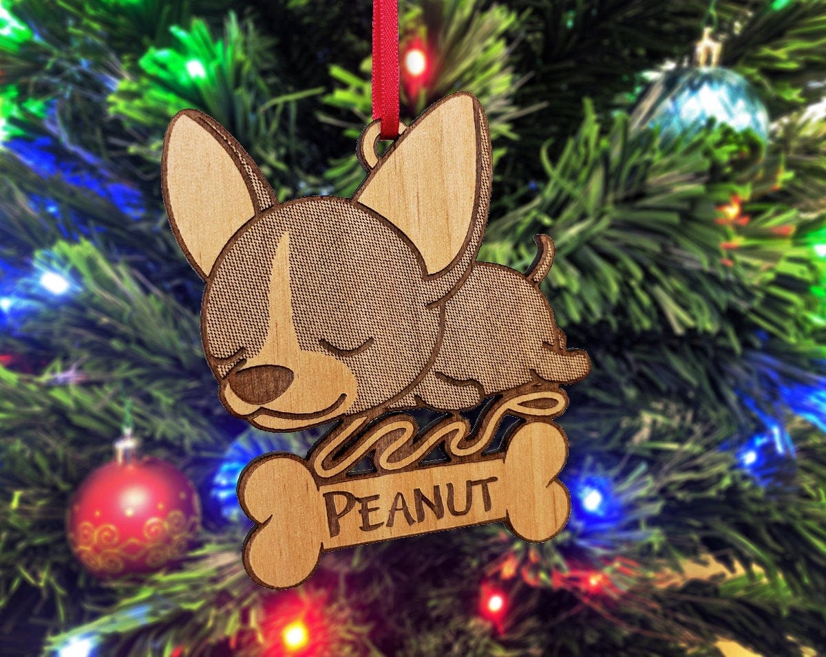 PET GIFTS Personalized Chihuahua Teacup Dog Ornament Rescue Puppy Announcement Gift for Family Adoption Birthday Custom Christmas Tree Decor for Kids