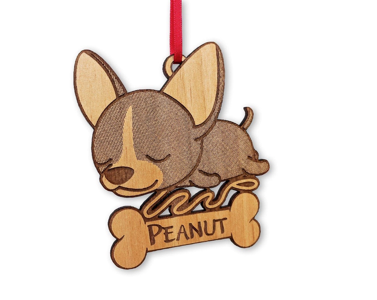 PET GIFTS Personalized Chihuahua Teacup Dog Ornament Rescue Puppy Announcement Gift for Family Adoption Birthday Custom Christmas Tree Decor for Kids