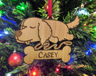 PET GIFTS Personalized Golden Retriever Christmas Tree Ornament for Dog Lovers Best Friend Pet Trinket Puppies First Holiday Gift Dog Dad Birthday