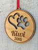 PET GIFTS Personalized Pet Ornament Custom Engraved with Heart PawPrint Pets Name and Date Dog Cat Christmas Ornament Gift Holiday Tree Decor Ornament