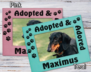 PET GIFTS Picture Frames for Dogs and Cats Adopted and Adored Pet Photo Frame Personalized Paw Prints Rescued Puppy Kitten Best Friend Animal Gift