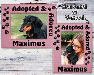 PET GIFTS Picture Frames for Dogs and Cats Adopted and Adored Pet Photo Frame Personalized Paw Prints Rescued Puppy Kitten Best Friend Animal Gift