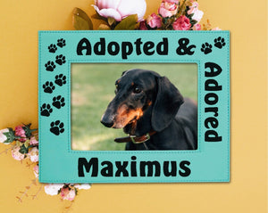 PET GIFTS Picture Frames for Dogs and Cats Adopted and Adored Pet Photo Frame Personalized Paw Prints Rescued Puppy Kitten Best Friend Animal Gift