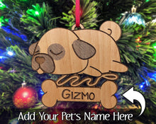 PET GIFTS Pug Wood Engraved Christmas Custom Ornament Best Friend Dog Mommy Personalized Adoption Gift New Puppy Pet Gift for Kids Sister Pug Lover