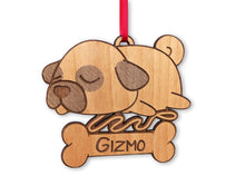PET GIFTS Pug Wood Engraved Christmas Custom Ornament Best Friend Dog Mommy Personalized Adoption Gift New Puppy Pet Gift for Kids Sister Pug Lover