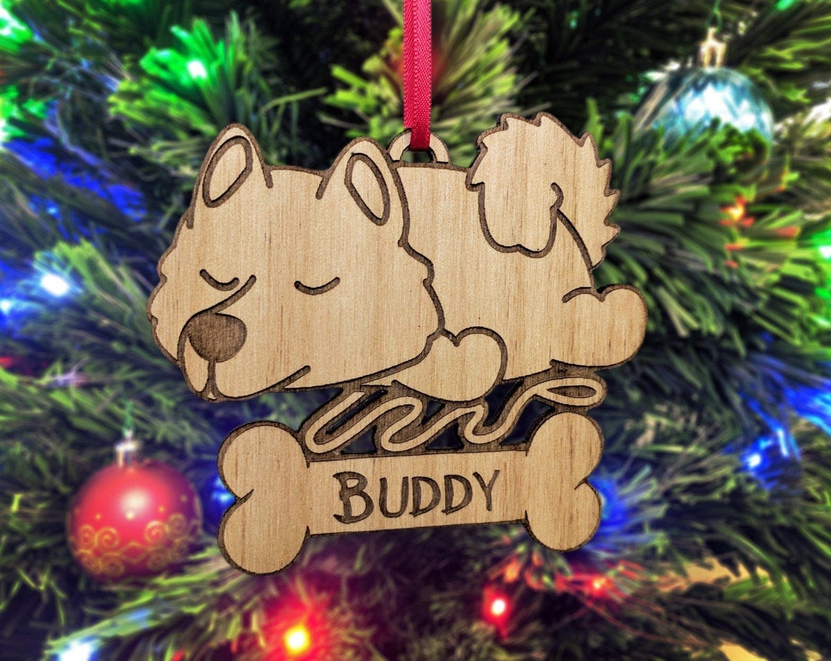 PET GIFTS Samoyed Christmas Ornament American Eskimo Holiday Present Custom Eski Dog Gift Family Pet Gift Husky Tree Decor for Mom Puppies Birthday