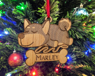 PET GIFTS Shiba Inu Laser Engraved Wood Ornament with Name in Bone Best Dog Ever Birthday Present Gift Personalized Shiba Christmas Decor Idea for Mom