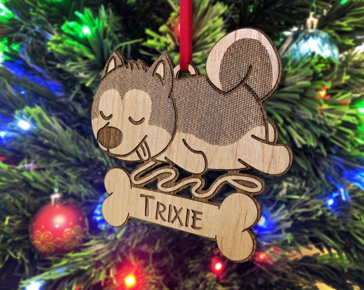 PET GIFTS Siberian Husky Mom Christmas Dog Ornament First Pet Kids Ornament Gift From Dog Puppies 1st Holiday Huskies First Birthday Present Tree Idea