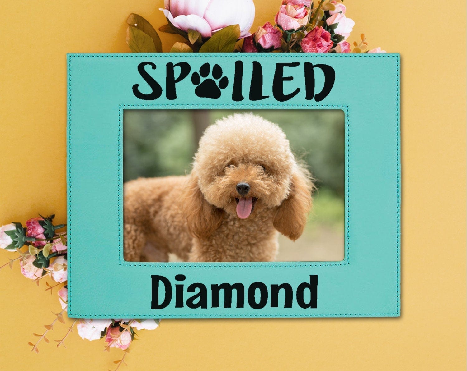 PET GIFTS Spoiled Dog Mom Cat Lady Best Friend Pet Photo Frame 5x7 for Daughter Son Mothers Fathers Day Gift Birthday for New Adopted Puppy Kitten