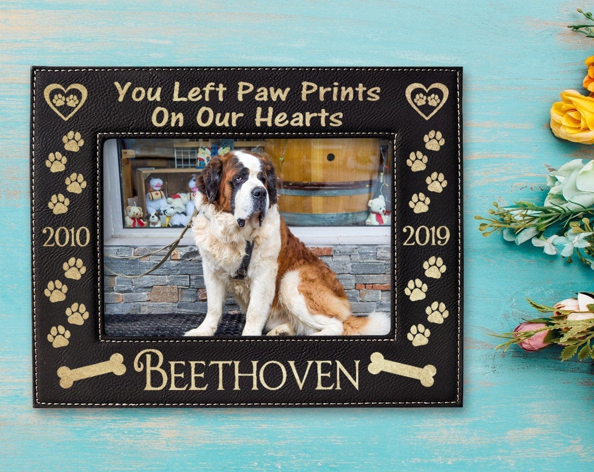 PET GIFTS You Left Paw Prints On Our Hearts with Bones | Picture Frame