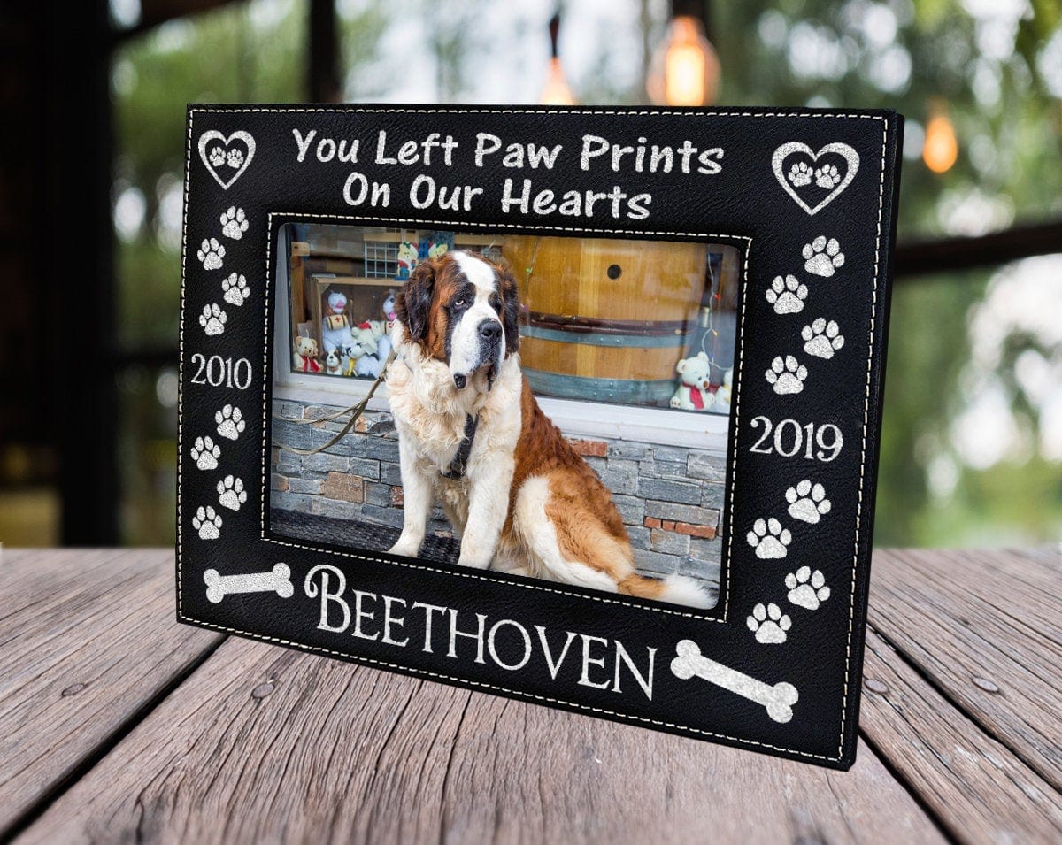 PET GIFTS You Left Paw Prints On Our Hearts with Bones | Picture Frame