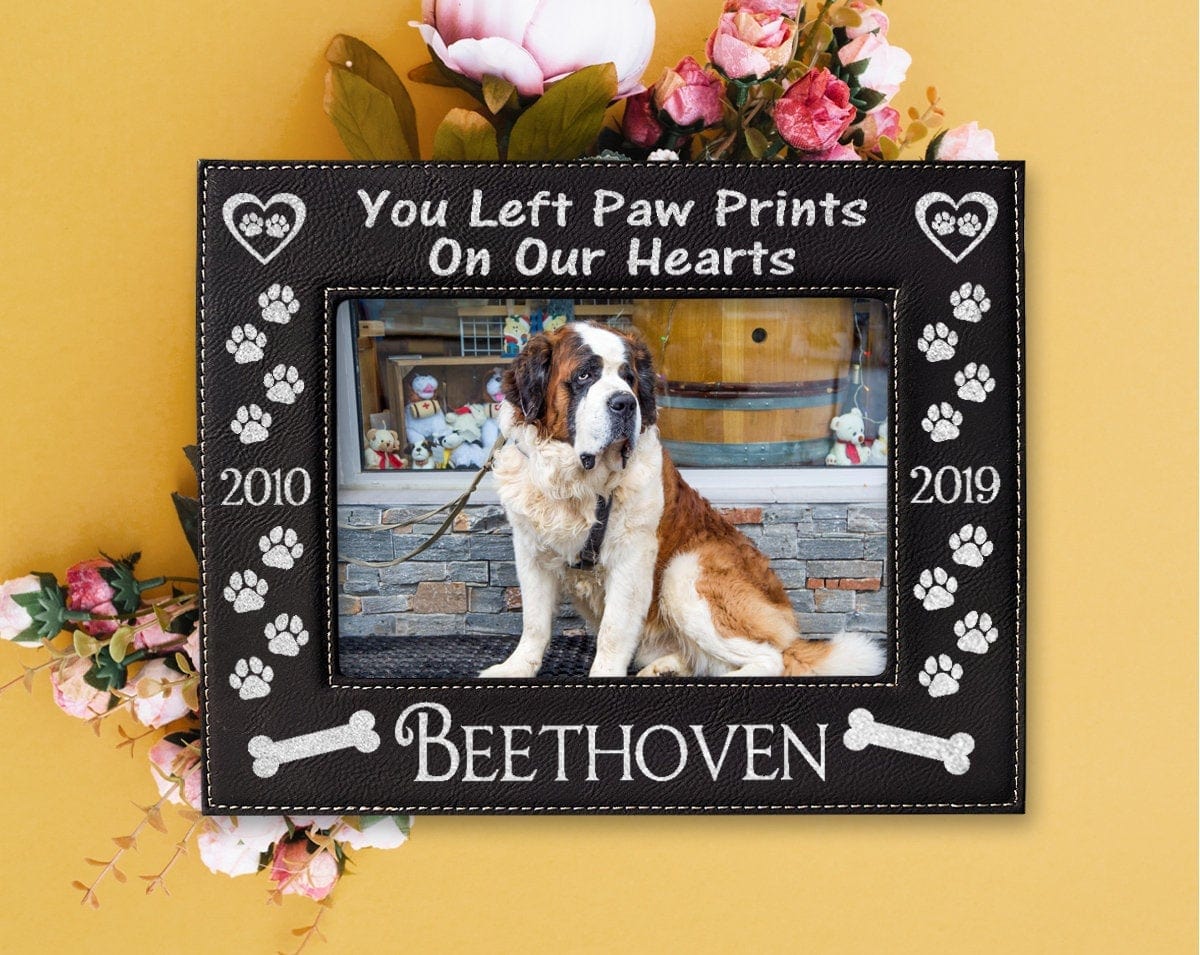 PET GIFTS You Left Paw Prints On Our Hearts with Bones | Picture Frame