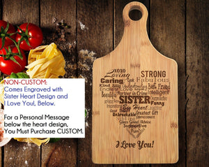 Sister Gift Personalized Sister Paddle Cutting Board Birthday Sibling Sisters Best Friend Engraved Daughter Christmas Wedding Maid of Honor Family Gifts
