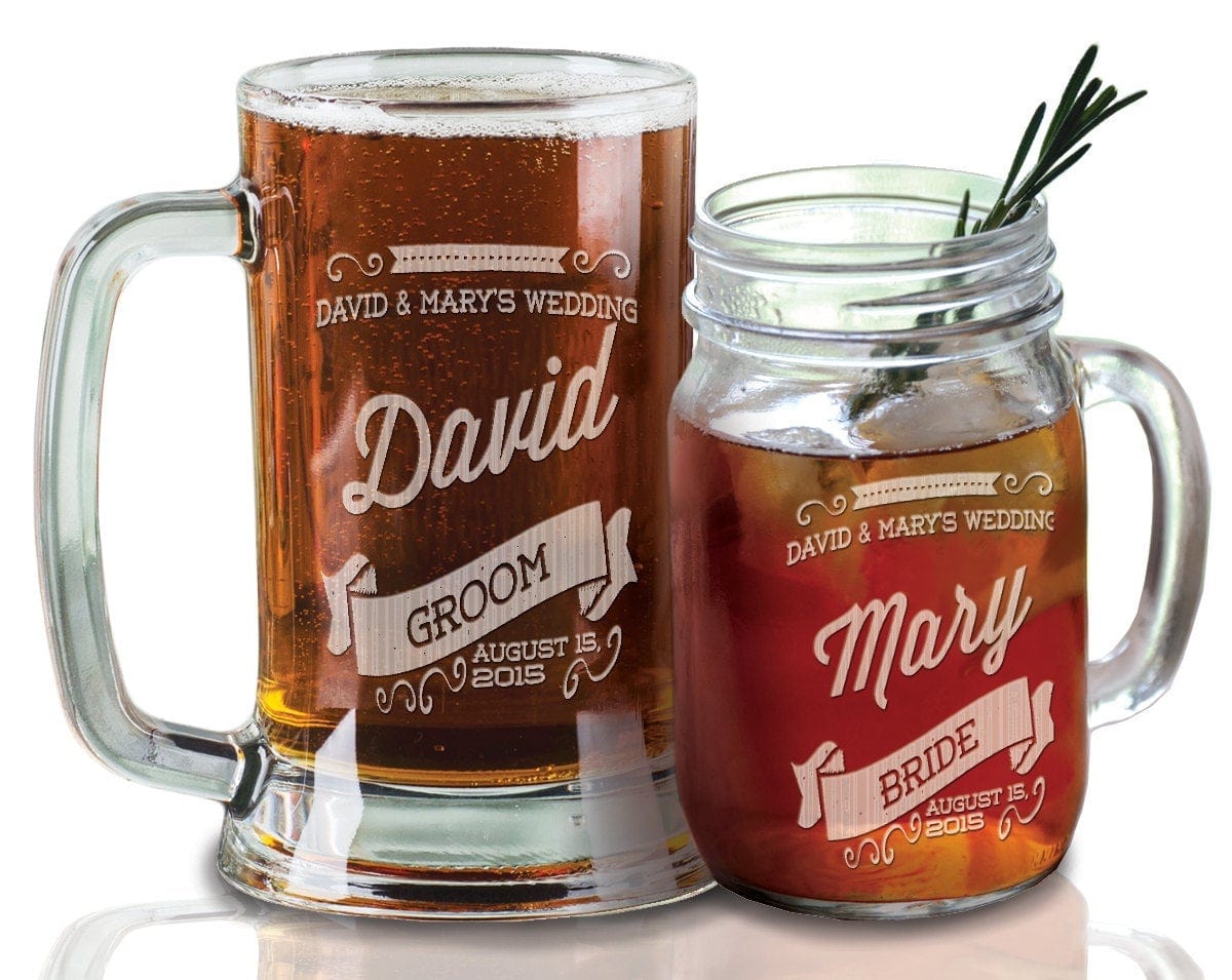WEDDINGS 16 Oz Retro Wedding Party Gift Bridesmaid Groomsman Beer Mugs Mason Wedding Groomsmen Titles Present Personalized Gift Bulk Discount Glass