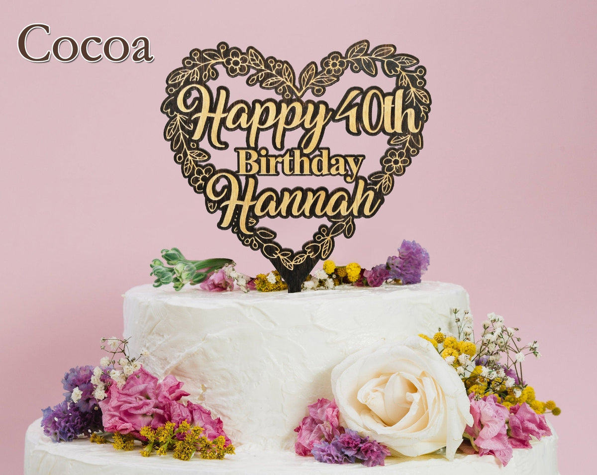 WEDDINGS 40th 50th 25th Happy Birthday Wooden Engraved Cake Topper Personzlied Tier Cake Decoration Adult Baby Party Decor Kids Parties Celebration
