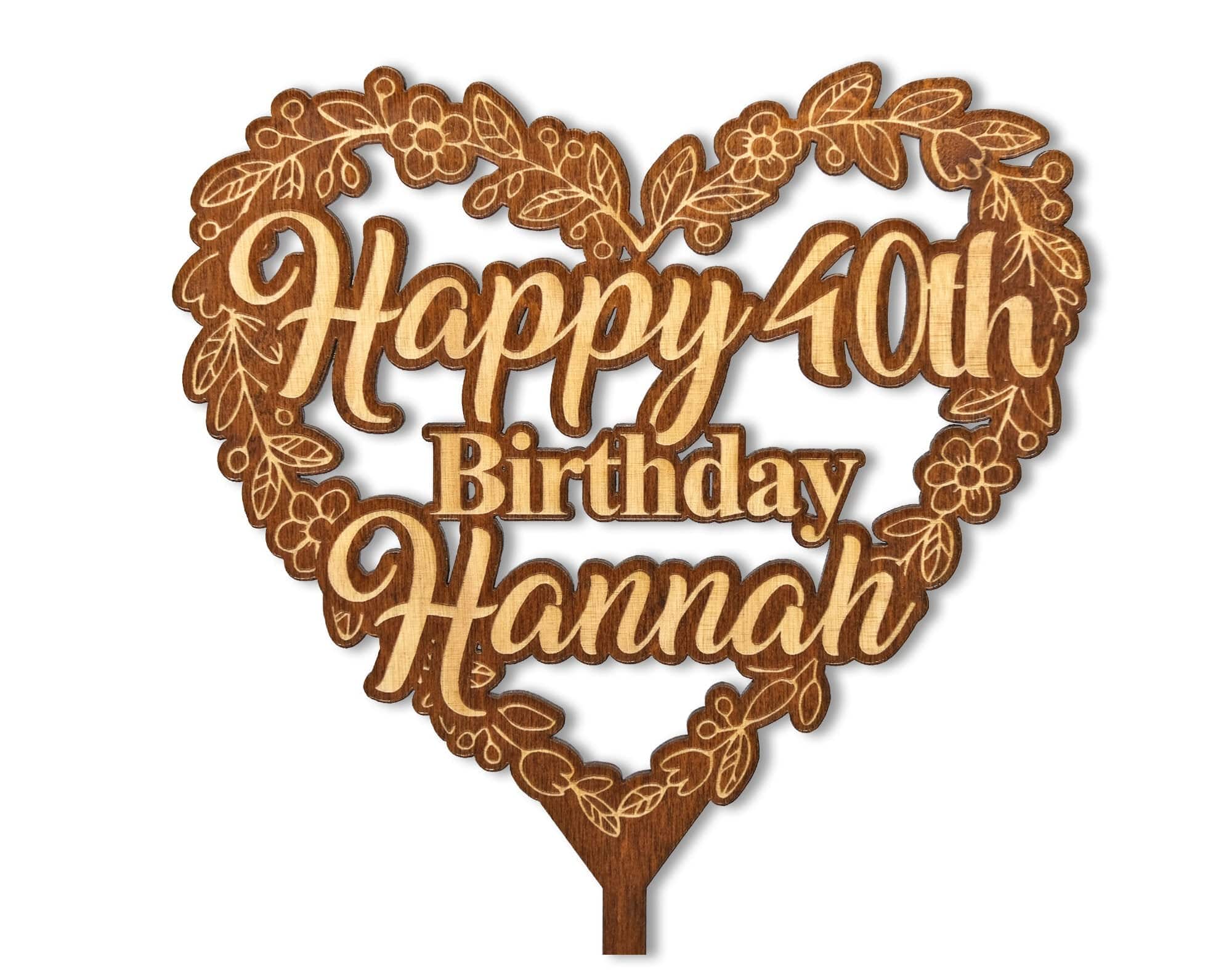 WEDDINGS 40th 50th 25th Happy Birthday Wooden Engraved Cake Topper Personzlied Tier Cake Decoration Adult Baby Party Decor Kids Parties Celebration
